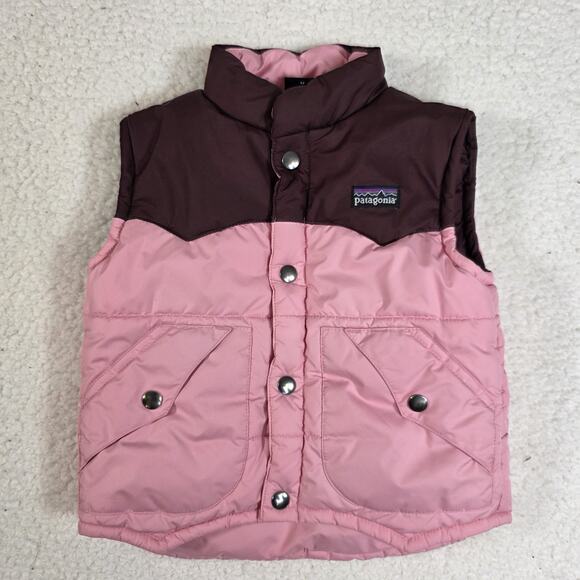 Patagonia Other - Patagonia Baby Puffer Down Vest Maroon And Pink 3T Kids Outerwear Snap